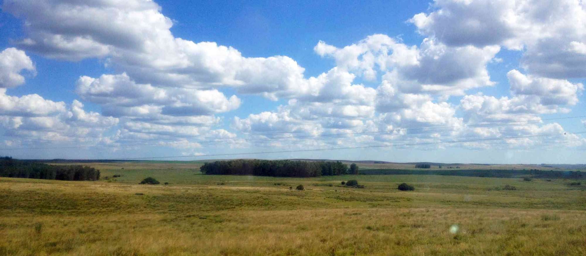 Camp obert de l’interior de l’Uruguai sota un cel de núvols